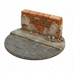 Basetta tonda con muro e strada