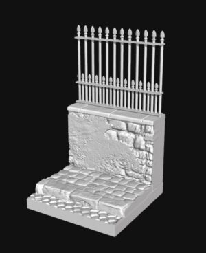 Basetta con strada e muro con inferriata
