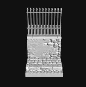 Basetta con strada e muro con inferriata