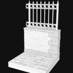 Marciapiede con muro con inferriata